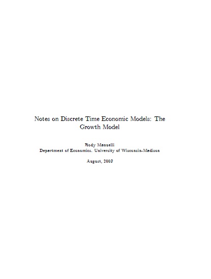 Книга на английском - Notes on Discrete Time Economic Models The Growth Model - обложка книги скачать бесплатно