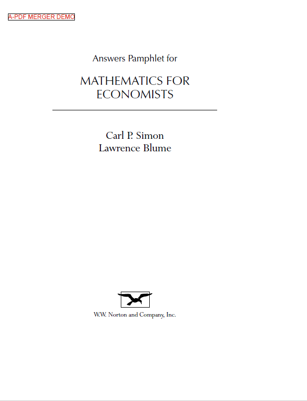 Книга на английском - Answers Pamphlet for Mathematics for Economists - обложка книги скачать бесплатно