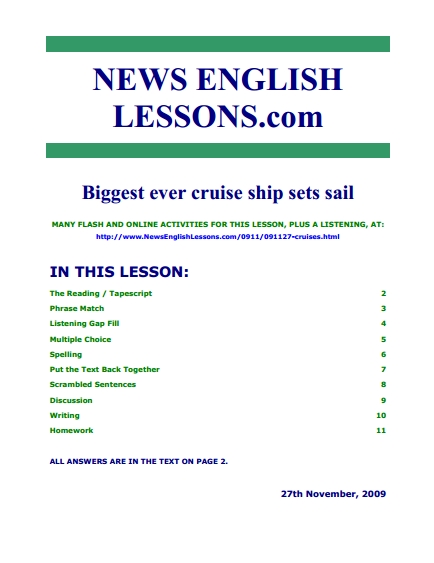 Книга на английском - English Lessons: Biggest Ever Cruise Ship Sets Sail - Practice tests - обложка книги скачать бесплатно