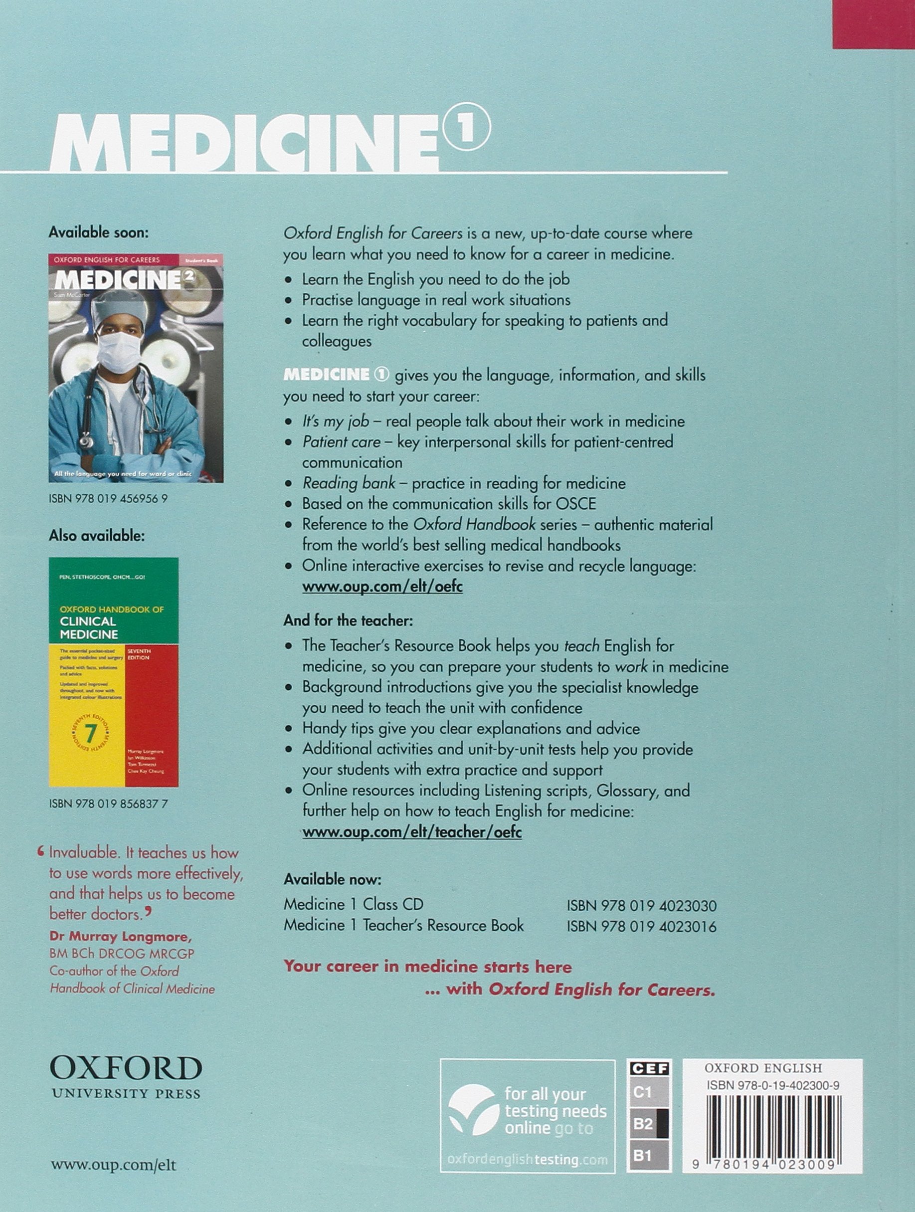 Книга на английском - Oxford English for Careers: Medicine 1 - Symbols and Abbreviations - обложка книги скачать бесплатно