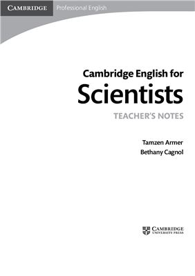 Книга на английском - Cambridge: Professional English for Scientists - Teacher's Notes - обложка книги скачать бесплатно