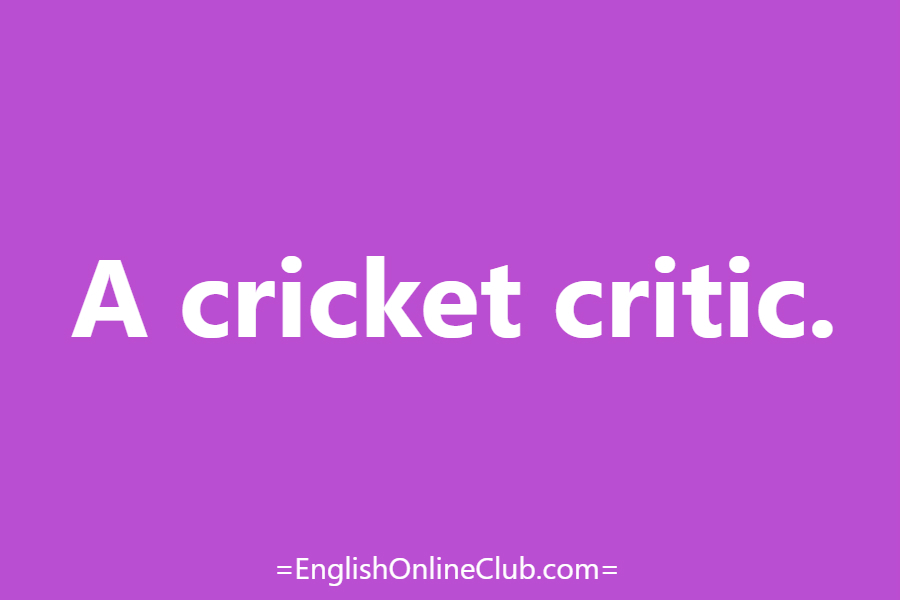 английская скороговорка - как перевести A cricket critic. перевод english tongue twister