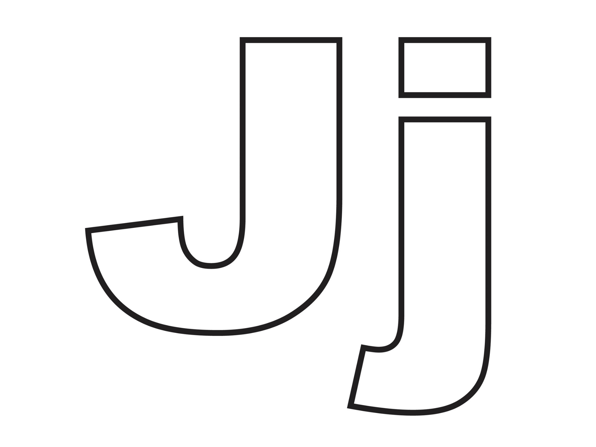 карточка для дошкольников - буква j для раскрашивания